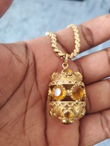 Vintage 18k Gold Stamped Italian Necklace With Ovoid Pendant, 31.7 Grams - $2,255.99