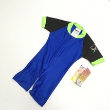 Radicool Sun Skinz Boys UV One Piece Swimsuit Choose Size Royal Blue &amp; Lime NEW - £10.24 GBP