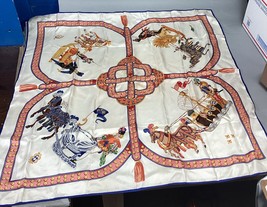 Medieval Theme Heralds Griffin Horses Silk Scarf - 34x34” - $366.30 MXN
