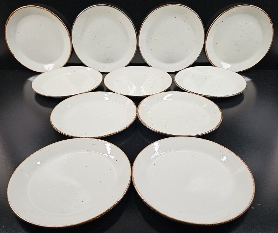 Primary image for (11) J & G Meakin Lifestyle Bread Plate Set Vintage Brown White Dish England Lot