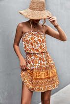 Bohemian Frill Trim Strapless Dress - $32.91