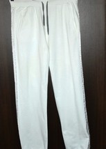 Jeycoleman White Gray Striped Men&#39;s Cotton  Sweatpants Pants Size XL - £25.47 GBP