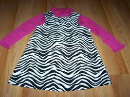 Size 3T Gymboree Wild One Black White Zebra Print Jumper Dress &amp; Pink Tu... - $22.00