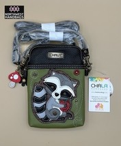 RACOON CHERRY MUSHROOM CELLPHONE CROSSBODY PURSE BAG GREEN CHALA - $39.11