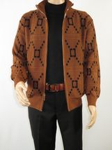 Mens SILVERSILK Fancy Thick Sweater Jacket Zipper Pockets Mock Neck 4202 Brown image 6