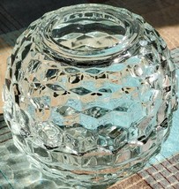 Vtg Indiana Glass Diamond Point Clear Round Fairy Lamp Cubist Fall Candle Mcm - £15.56 GBP