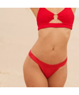 American Eagle Aerie Cheeky Bikini Bottom LARGE Crinkle Banded Resort Red - $22.99