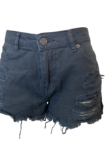 Volcom Jeans Black High Waisted Cut Off Jean Shorts Size 7 - £10.64 GBP