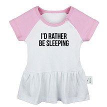 I’d Rather Be Sleeping Newborn Baby Dress Toddler Infant 100% Cotton Clothes - £10.62 GBP