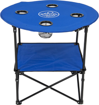 Rio Brands 28&quot; round Lightweight Fabric Portable Folding Beach Table with Cuphol - £46.45 GBP