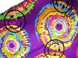 PURPLE HIPPIE HAPPY FACE TIE DYE ROUNDS YELLOW ORANGE PINK &amp; LIME GREEN ... - $91.40 MXN