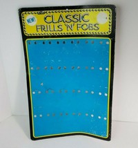 Vintage 80&#39;s Frills N Fobs Signs Keychains Store Display Empty Blue Card - £7.81 GBP