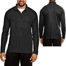 Mens Long Sleeve QuarterZip Moisture Wicking UPF 40+ Pullover Top XS-4XL NEW! - £14.38 GBP+