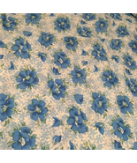 3 yds Baby Blue Green Flowers Floral Acetate Silky Fabric 44w Vintage 60... - £17.34 GBP