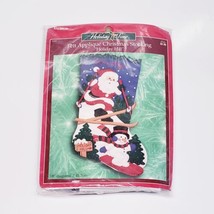 Bucilla Holiday Time Felt Applique 18&quot; Christmas Stocking-Skiing Santa &amp;... - $28.60