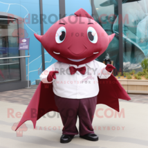 Maroon Stingray mascot costume character dressed with a Poplin Shirt and Bow tie - $1,209.00