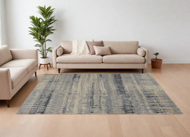 9' X 13' Gray Blue and Ivory Wool Abstract Hand Knotted Area Rug - €2.634,95 EUR