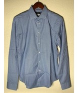 Zara Man Collar Button Up Shirt 15 US Light Blue Pattern, Slim Fit FREE ... - £19.20 GBP
