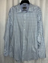 Black Brown Men&#39;s Shirt White &amp; Blue Plaid Size 18 - £23.74 GBP