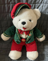 Vintage TB Trading Co Christmas White Boy Bear Holiday Plush 12&quot; Stuffed Animal - £11.76 GBP