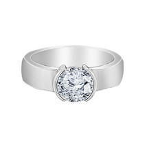 Klassischer Stil 1 Karat Künstlicher Diamant Halb Blende Herren Ring Silber - £262.00 GBP