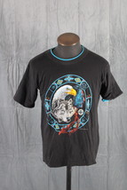 Vintage Graphic T-shirt - Eagle Wolf and First Nation Graphic - Men&#39;s Medium - £39.13 GBP