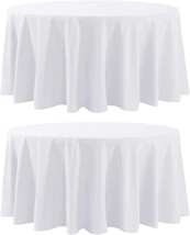 2 Pack White Round Tablecloth 120 Inch Round Tablecloth Stain Wrinkle Re... - £41.73 GBP