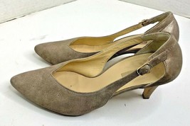 Paul Green Womens Sz 9 Suede Pointed Toe 3 in Heel Slip on Shoes beige gold  - £31.64 GBP