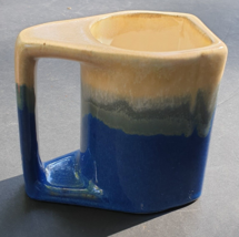 Rodolfo Padilla Drip Glaze Stoneware Coffee Mug Signed Cup Fish Dolphin - £18.65 GBP