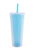 Mainstays Acrylic Color Changing Textured Tumbler with Straw, Teal, 26 F... - £7.95 GBP