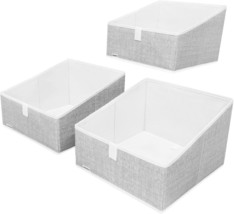 3 Packs Closet Storage Bins - Trapezoid Large, 1# Grey, 11.6 X 11.6 X 7.9 Inches - £26.36 GBP