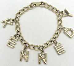 Vintage &quot;Kennedy&quot; Gold Tone Letter Charm Bracelet SKU PB77 - £15.79 GBP