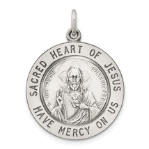 Silver Antiqued Sacred Heart of Jesus Medal QC3460 - $67.05