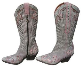 Donald Pliner Western Couture Boot Shoe New Stud Detail Snake Reptile $9... - £262.66 GBP