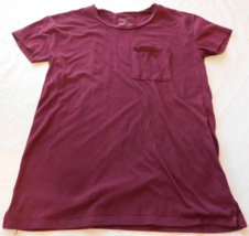 Arizona Jean Ladies Women&#39;s Short Sleeve Pocket T Shirt Size XS xsmall Burgundy - £10.26 GBP