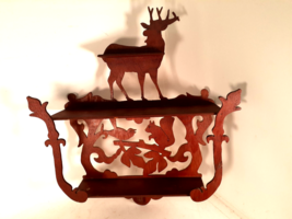 Vintage Fret-sawn  Display Shelf, Nature Theme, Stag, Squirrel, Bird and... - £62.24 GBP