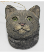 Sandicast Grey Silver Tabby Cat Head Christmas Ornament Sandra Brue USA ... - $12.99
