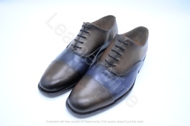 Handmade Men&#39;s Two Tone Purple Leather Oxfords Dress Shoes For Men  - £110.27 GBP