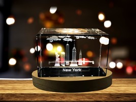 LED Base included | New York City Landmarks 3D Engraved Crystal Collectible Souv - £31.46 GBP - £314.75 GBP