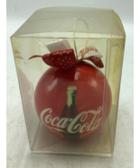 New 1993 Coca Cola Christmas Tree Ornament Red Ball With Bows Coke Bottles - $9.20 CAD