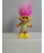 Russ Troll Scuba Diver Doll Pink Hair Scuba Mask & Snorkel & Flippers complete - $11.83