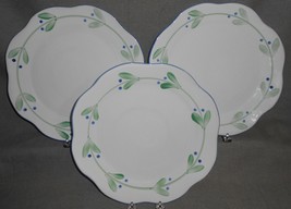 Set (3) Dansk Green Leaves - Blue Berries Pattern Dinner Plates Portugal - £31.64 GBP