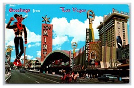 Fremont Street View Greetings From Las Vegas Nevada NV Chrome Postcard V4 - £2.30 GBP