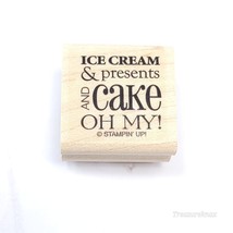 Birtday Bliss Ice Cream&amp; Cake Oh My! 1 1/4&quot; Rubber Stamp  wood mounted - £1.55 GBP