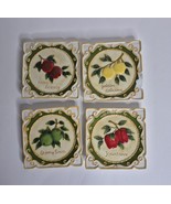 MWW Market AN APPLE A DAY 4.5&quot; Ceramic Coaster Set of 4 Different Apples - $247.70 MXN