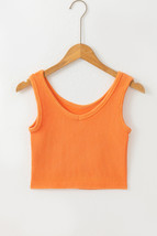 Grapefruit Orange Ribbed Seamless Cropped Tank Top - $10.41