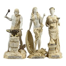 Set 3 Greek Roman Gods Hephaestus Aphrodite Hestia Cast Marble Statue 34 cm - £154.18 GBP