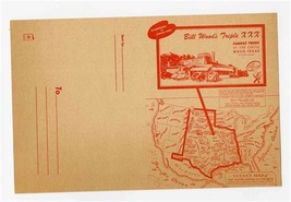 Bill Woods Triple XXX Restaurant Menu At Circle in Waco Texas 1940&#39;s Texans Map - £51.53 GBP