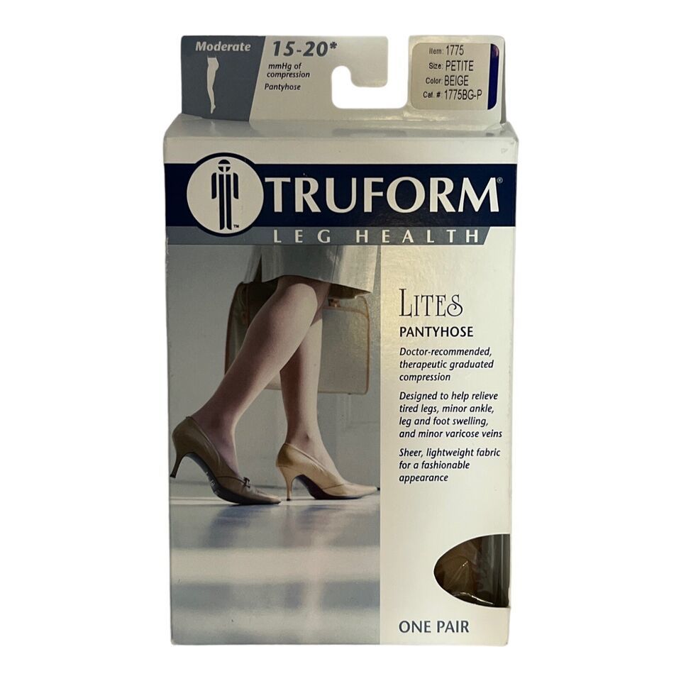 Truform Womens Petite Beige Sheer Pantyhose 15-20 mmHg 1775BG-P - $18.52