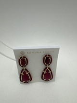 Kendra Scott Threaded Camry Statement Earrings Gold Burgundy Illusion On... - $44.54